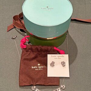 Kate Spade Silver Cubic Zirconia Silver Jewelry Set with Gift Box